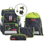 Step by Step Schulranzen-Set Space „Danger Cat Chiko“ 5-teilig, grau-grün, Panther-Design, ergonomisch mit Reflektoren, höhenverstellbar, 20L