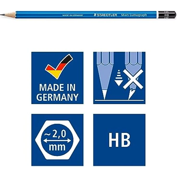 STAEDTLER Zeichenbleistift Mars Lumograph, Härtegrad HB, 12 Bleistifte in Faltschachtel, 100-HB, hohe Qualität, bruchfest, spezielle Minenrezeptur, Sechskantform, von Staedtler – Bild 5