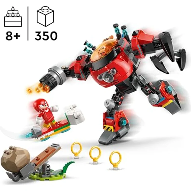 LEGO Sonic The Hedgehog Knuckles vs. Dr. Eggmans Egg Crusher Mech, kreatives Spielzeug mit 2 Minifiguren, Ringen & Chaos Emeralds für Jungen & Mädchen ab 8 Jahren - 77005 – Bild 2