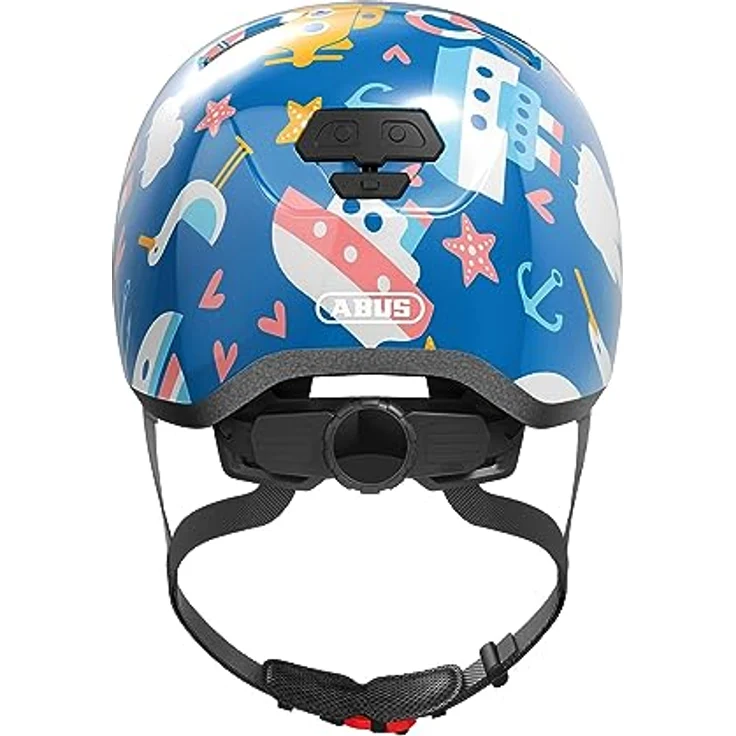 ABUS Kinderhelm Skurb Kid - robuster Fahrradhelm im Skater-Look mit Platz für einen Zopf - Blau mit Seefahrt-Motiven, Größe M – Bild 3