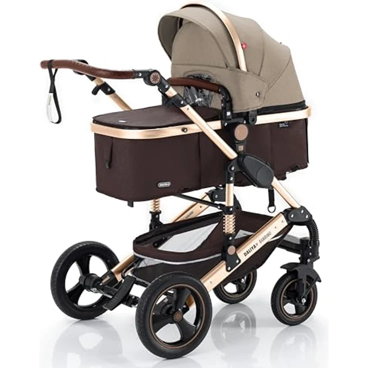 Daliya BAMBIMO 2in1 Kinderwagen & Buggy, braun, mit Babywanne, 4 Klimazonen, pannensicheren Rädern und UV-Schutz 50+ – Bild 1