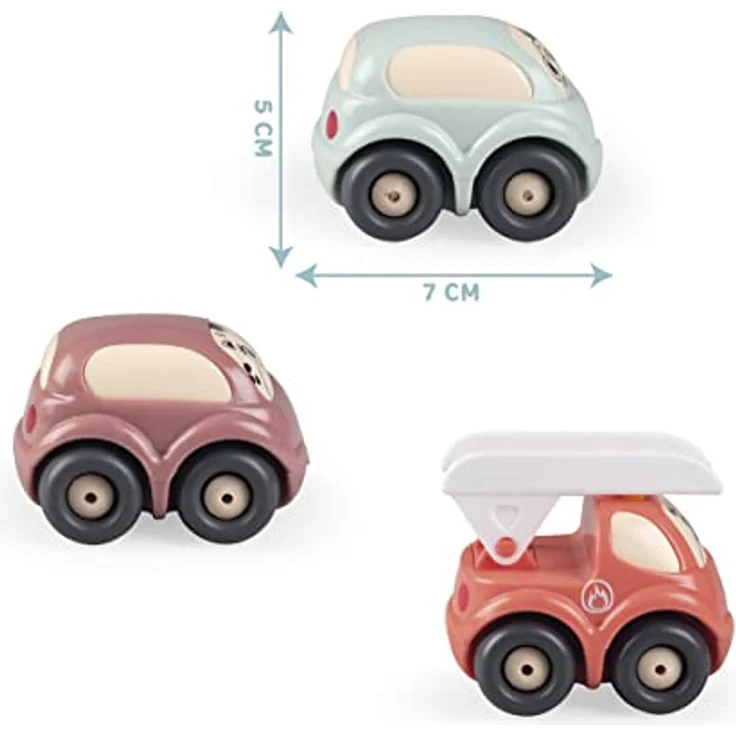 Smoby - Little – Set 3 Fahrzeuge 1. Alter Autos und Feuerwehrauto Transportbox ab 12 Monaten 140204, grün, 7/140204 – Bild 4
