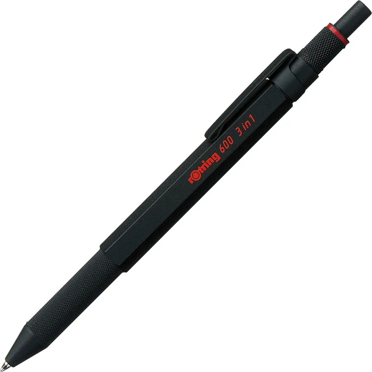 Rotring 600 Multi, Schreibstift mit 3-in-1 Mechanismus, Vollmetallgehäuse, Rot/Schwarz