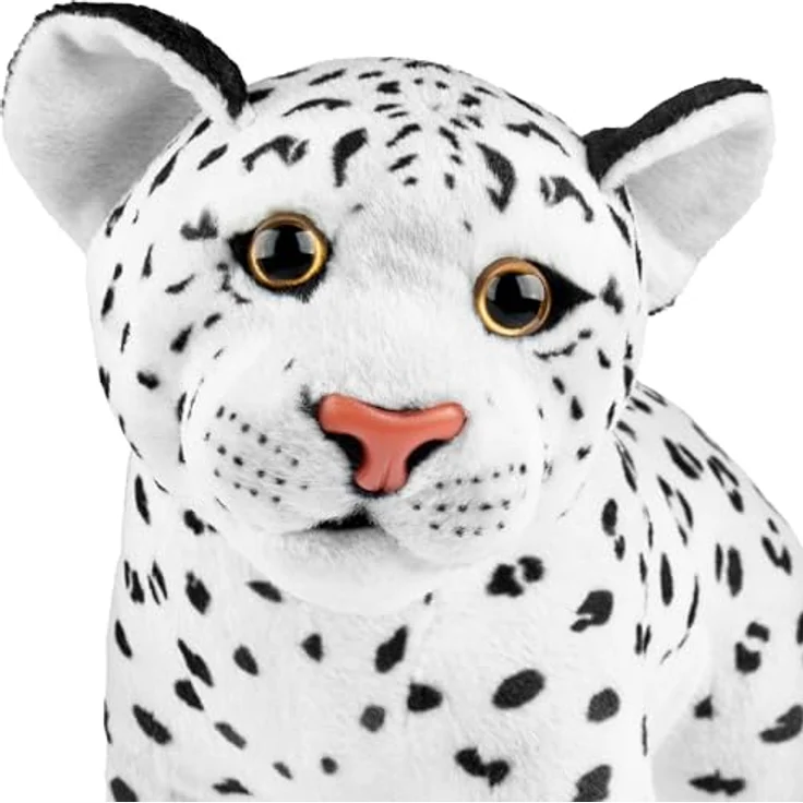 BRUBAKER Leopard Kuscheltier - 30 cm Stofftier - Baby Plüschtier Raubkatze Stehend - Weiß – Bild 5