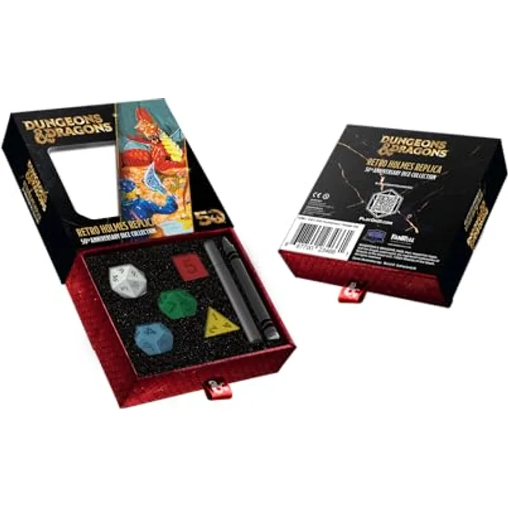 Fanroll Dungeons & Dragons 50th Anniversary Retro Holmes Replica Set, Würfelsammlung mit 5 RPG-Würfeln zum Jubiläum
