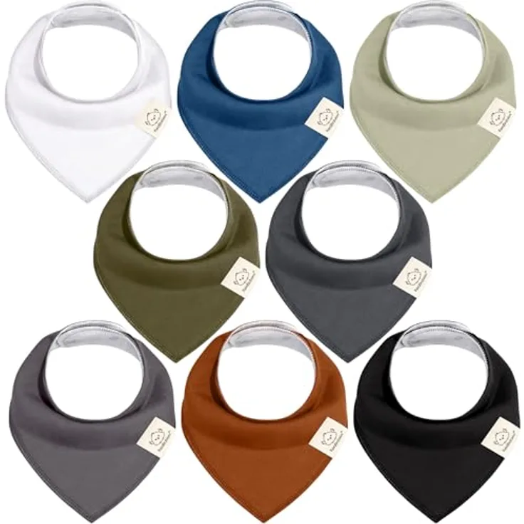 KeaBabies 8 Stück Bandana Lätzchen Baby, Unisex aus Bio-Baumwolle, hoch saugfähig, verstellbare Schnappschüsse, in nachhaltiger Geschenkbox