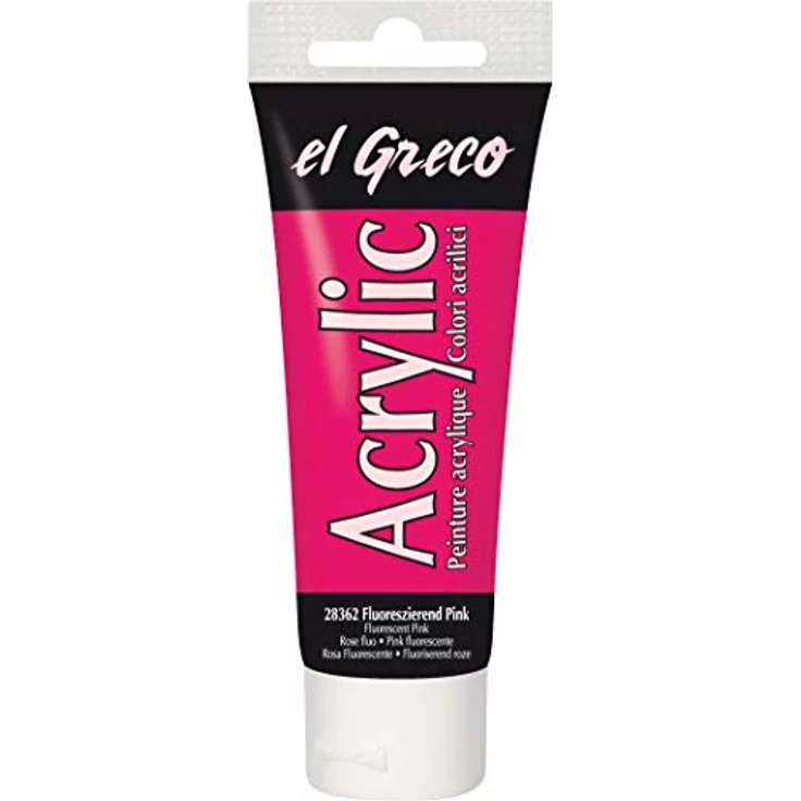Kreul El Greco Acrylic, 75 ml Tube fluoreszierend pink, hochpigmentierte Acrylfarbe in Studienqualität, buttrig vermalbar für pastose Malerei – Bild 1