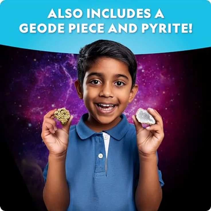 Blue Marble National Geographic Weltraumgraben-Set, Ausgrabungs-Set für Kinder mit 5 echten Felsen und Edelsteinen, inklusive Grabstein, Ausgrabungswerkzeuge und Lernanleitung – Bild 4