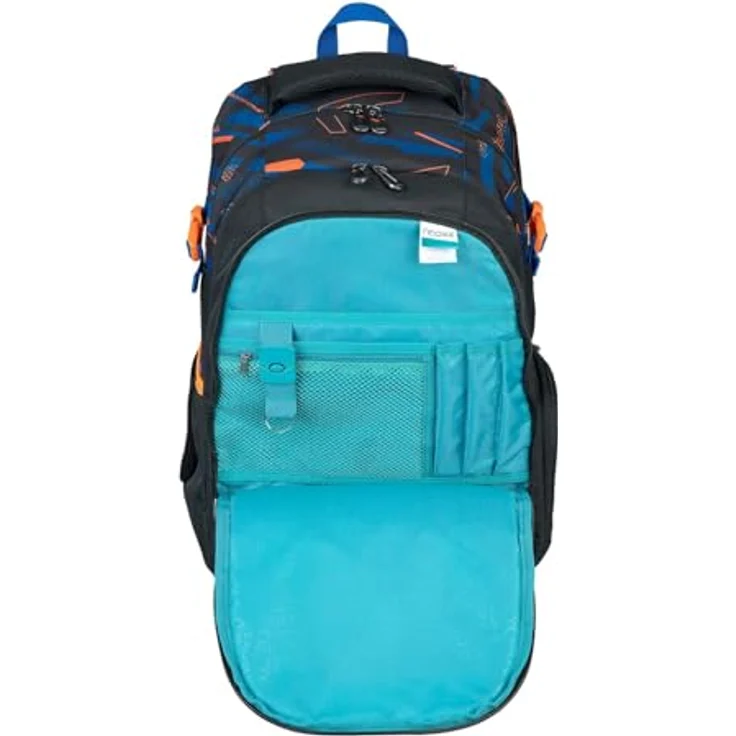 neoxx ACTIVE Pro Streetlight Runner, Schulrucksack aus recycelten PET-Flaschen mit 3 Fächern, Geheimfach, höhenverstellbaren gepolsterten Trägern, Volumen ca. 30 Liter, robuste und reflektierende Oberflächen – Bild 3