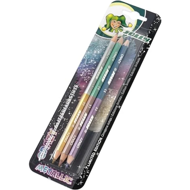 JOLLY Buntstift 3000-0515, Glitzerstifte Crazy Metallic, 6 Glitzerfarben in 3 Stiften - Made in Austria – Bild 2