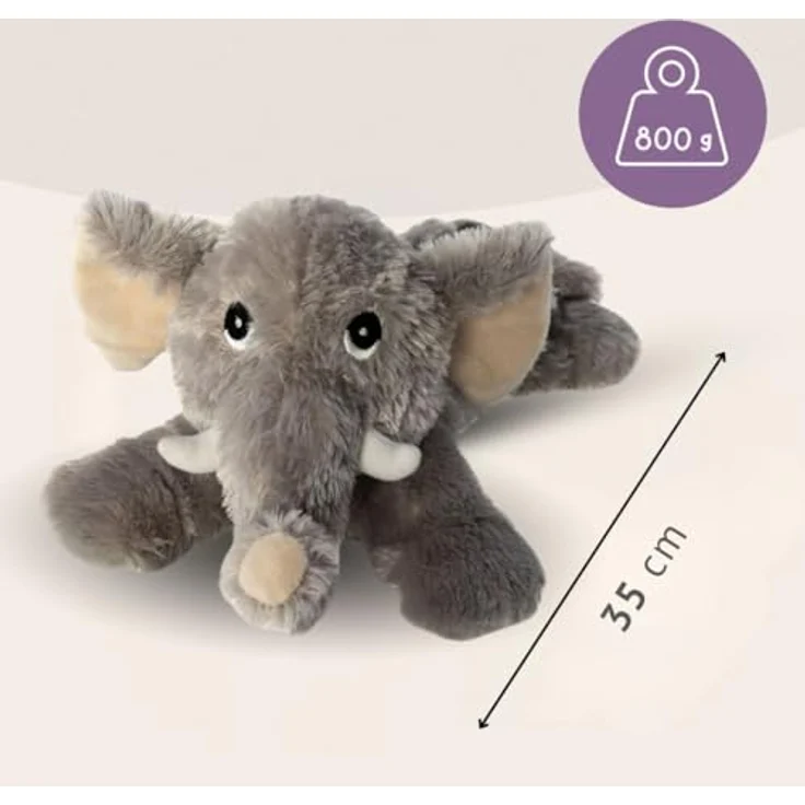 Habibi Plush Classic Wärmetier Elefant, Kuscheltier und Wärmekissen mit natürlichen Hirsekörnern, Duftkomposition aus Lavendel, Jasmin, Lemongras und Vanille, 35 cm – Bild 2
