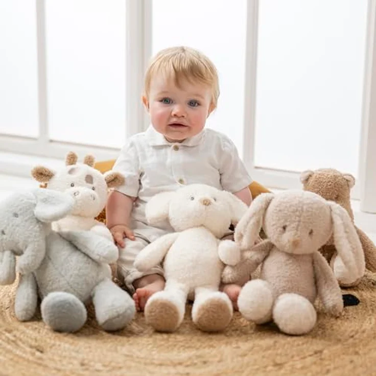 Nattou Kuscheltier Hase Teddy, Wegbegleiter ab der Geburt, 34 cm, Polyester, Kuschelig und vegan, Beige – Bild 4