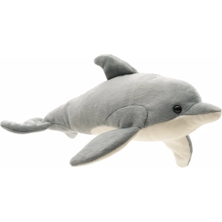 Uni-Toys Kuscheltier Großer Tümmler, Delfin - 28 cm (Länge) - Plüsch-Delphin - Plüschtier, zu 100 % recyceltes Füllmaterial - lebensecht, kuschelweich, naturgetreues Aussehen