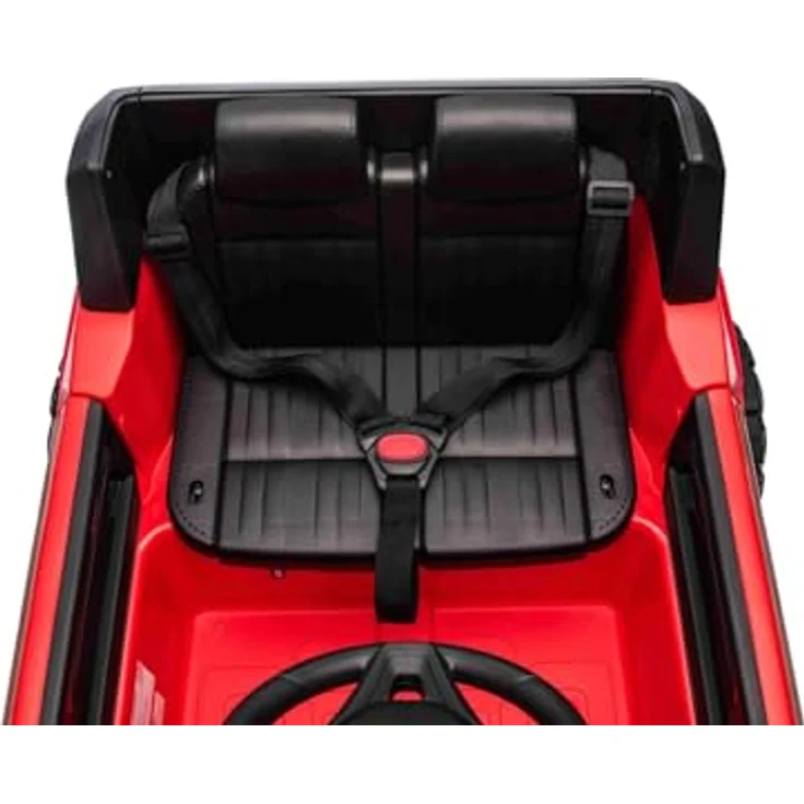 Beneo Motors Elektrisches Kinderauto Toyota Landcruiser 12V, rot, 2,4 GHz Fernbedienung, Bluetooth, Federung, USB-/AUX-Eingang, LED-Lichter, 2 x 25W Motor, ORIGINAL-Lizenz – Bild 3