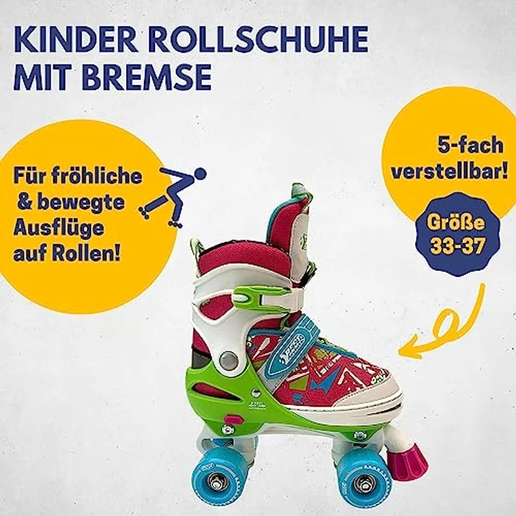 Best Sporting Rollschuhe Kinder I Rollschuhe größenverstellbar I robuste Inliner für Jugendliche mit Bremse I pink I Rollerskates Schuhe Kinder I Inliner mit 4 Rollen – Bild 2