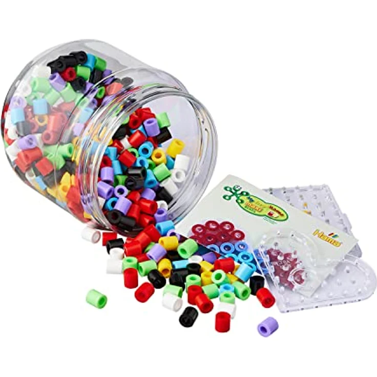 Hama Perlen 8792 Bügelperlen Dose mit Quadrat und Herz, Kreativ-Set mit ca. 400 Maxi-Perlen, 2 kleinen Stiftplatten zum Zusammenstecken, Motivvorlage, Bügelpapier, für Kinder ab 3 Jahren – Bild 2
