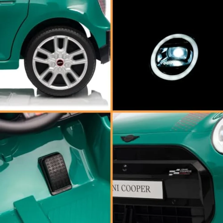 Vrooomy MINI Cooper JCW Kinder Elektroauto 12V, mit Fernbedienung, MP3-Player, Grün, für 1 bis 5 Jahre – Bild 9