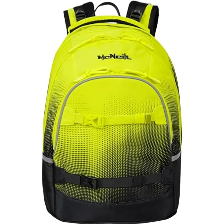 McNeill Schulrucksack MILO, gepolsterte Rückriemen, Air-Flow Rückensystem, Gelb-schwarz – Bild 2