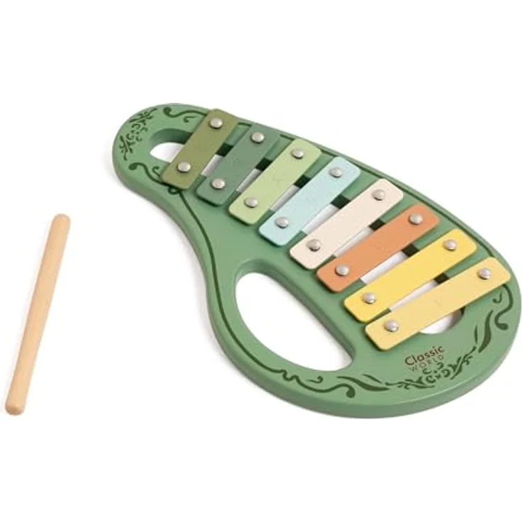 Classic World Vintage-Xylophon, umweltfreundliches Musikinstrument aus FSC-zertifiziertem Holz, ideal für Kinder ab 18 Monaten, charmante Vintage-Farben – Bild 1
