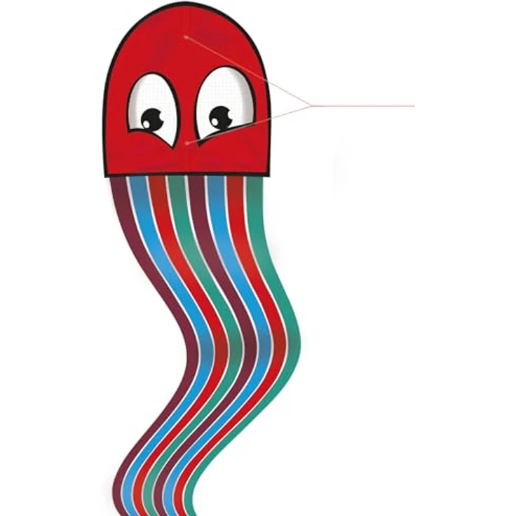 Günther Flugspiele 1163 Einleiner-Drachen Octopus, 250 x 33 cm, robustes Polyester, inkl. Griff & Schnur, für Kinder ab 4 Jahren, in 2 Farben sortiert – Bild 2