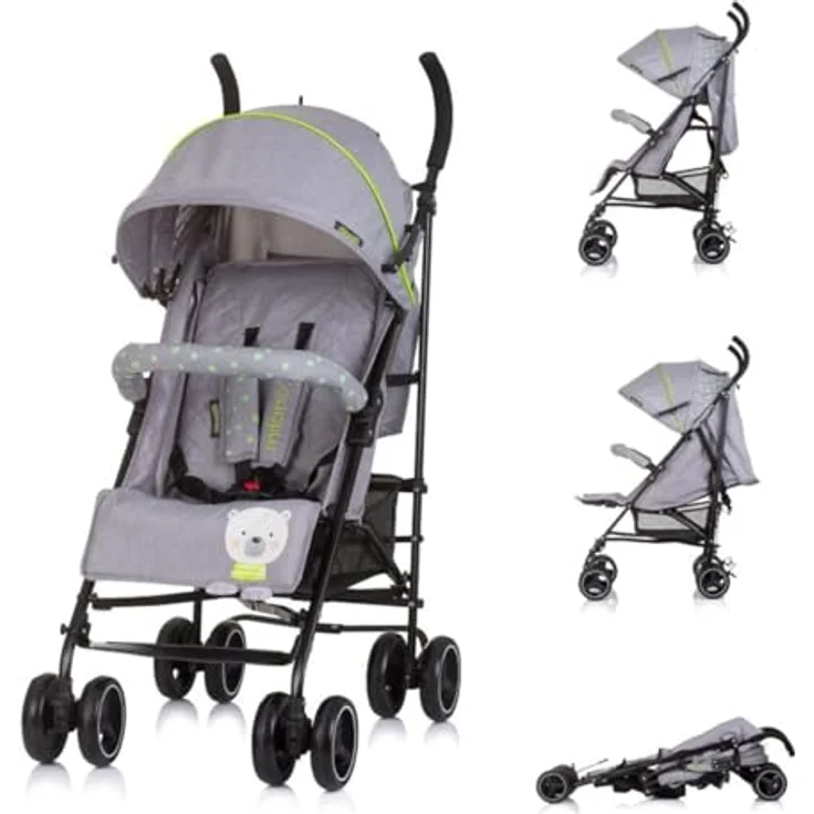Chipolino Kinder-Buggy Kinderwagen Milano, Buggy bis 22 kg, Rückenlehne verstellbar, faltbar, klassischer Stahlrahmen in Schwarz – Bild 2