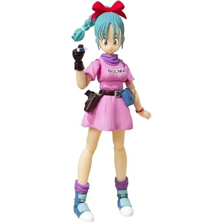 TAMASHII NATIONS Dragon Ball Bulma - Adventure Begins, Actionfigur im klassischen rosa Outfit mit Drachenradar und Pistole, Bandai Spirits S.H.Figuarts