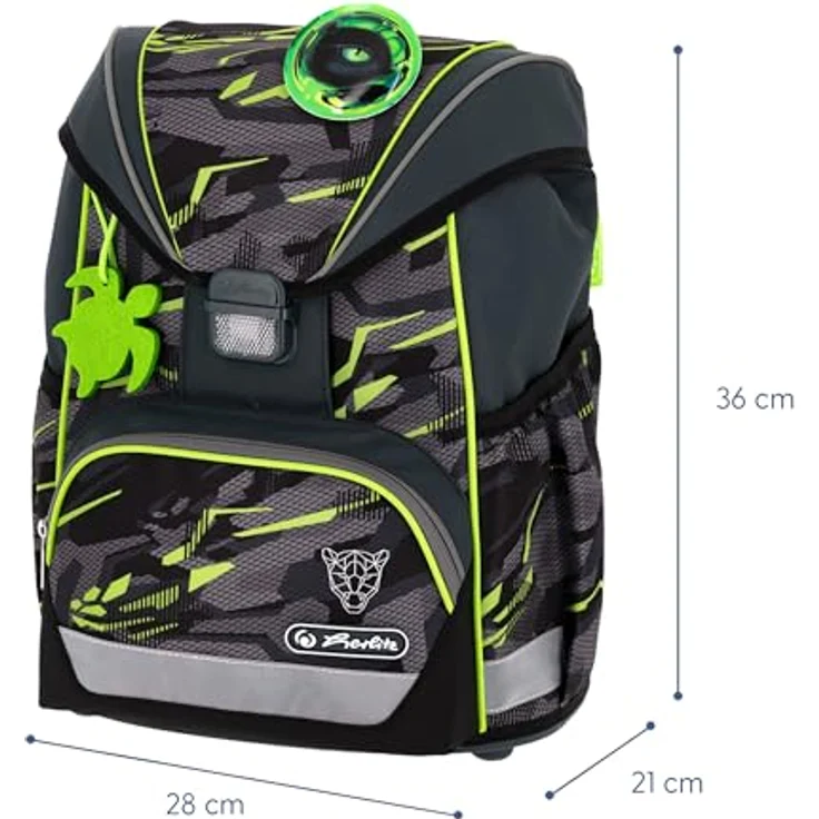 Herlitz Schulranzen Set 6-teilig Wild Panther, ergonomische ultraleichte Schultasche für 1. Klasse, 16 L, wasserabweisend, mit Sicherheitsreflektoren – Bild 3