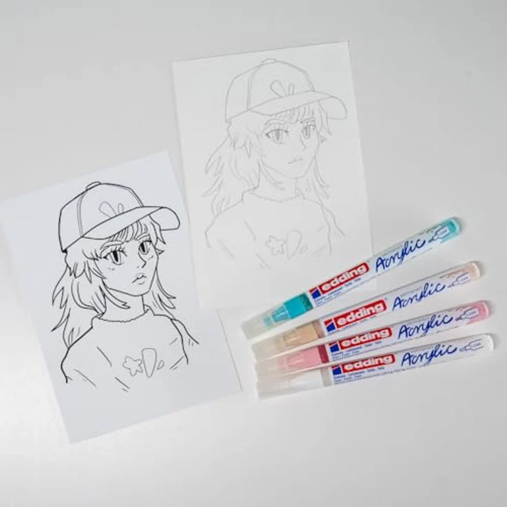 edding Kreativset Creative Set Manga, 15-tlg mit wasserfestem Fineliner und Acrylstiften in lebendigen Farben – Bild 4