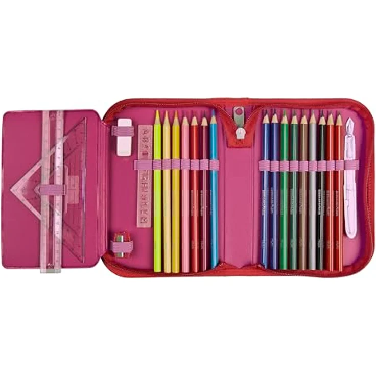 Scooli Gefülltes Schüleretui Minnie Mouse, 14 Buntstifte, 2 Bleistifte, umfangreiches Zubehör, ergonomisch und robust, ideal für Schule und Freizeit, ab 6 Jahren – Bild 3