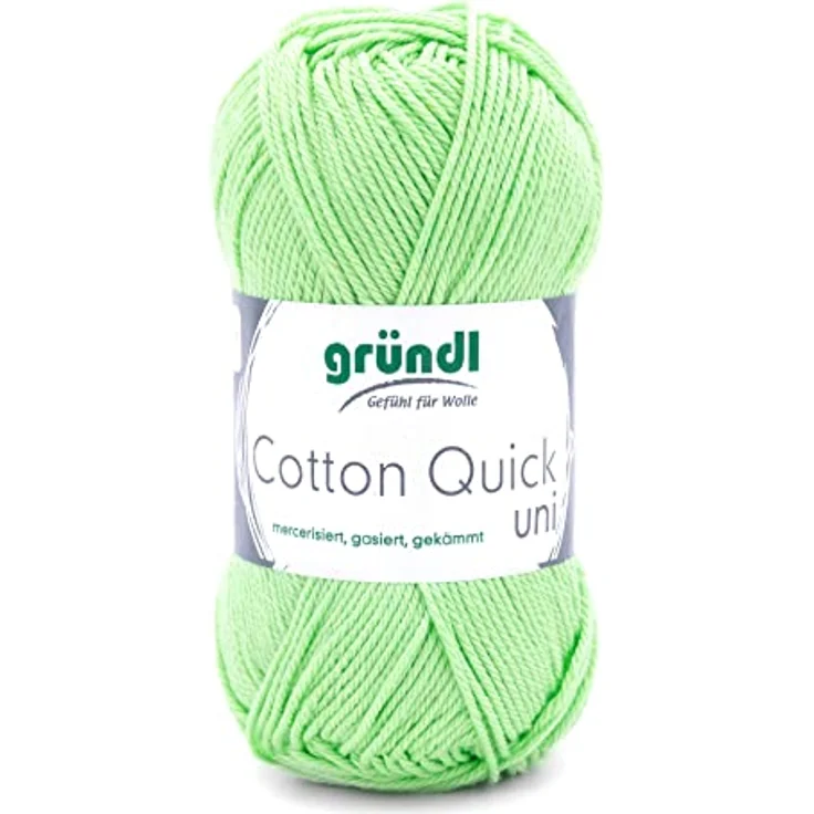 Gründl Cotton Quick Uni Strickgarn/Häkelgarn (farbenfrohes Garn aus 100 % Baumwolle, OEKO-TEX zertifiziert, 50 g / 125 m, Nadelstärke: 3 - 4, 1 x 50 g), Kiwi – Bild 1