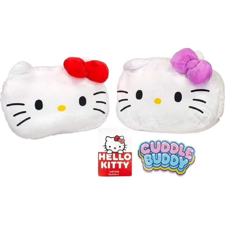 SANRIO Hello Kitty Plüsch Handwärmer Cuddle Buddy, 22x30 cm, Zufallsauswahl in Rot oder Lila