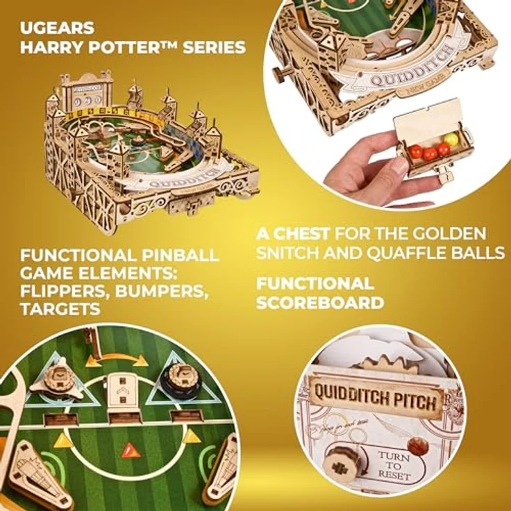 UGEARS Harry Potter Quidditch Flipper - 3D Holzpuzzle im Magic Holz Stil - Modellbausatz für Erwachsene – Bild 4