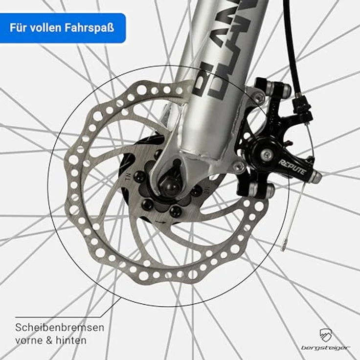 Bergsteiger Broome 26 Zoll Kinderfahrrad, Shimano 21 Gang-Schaltung, StVZO, Mountainbike mit Vollfederung, Scheibenbremsen & Dynamo-Licht, geeignet für 8, 9, 10, 11, 12, 13 Jahre, Jungen & Mädchen – Bild 4