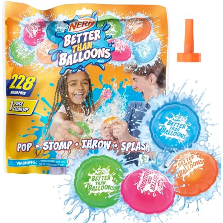 NERF Better Than Balloons Wasserspielzeug, 228 Wasserkapseln, Bunt, Splash-Action beim Werfen