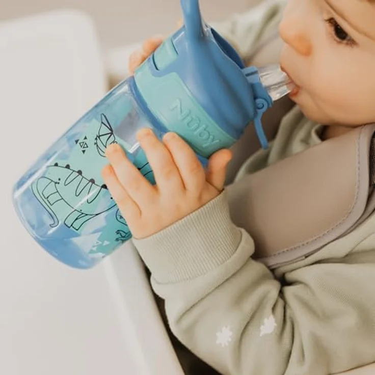 Nuby Incredible Gulp, Auslaufsicherer Becher für Kinder mit Tragegriff, 360ml, Dinosaurier-Muster, ab 18 Monaten, 2er-Pack – Bild 2