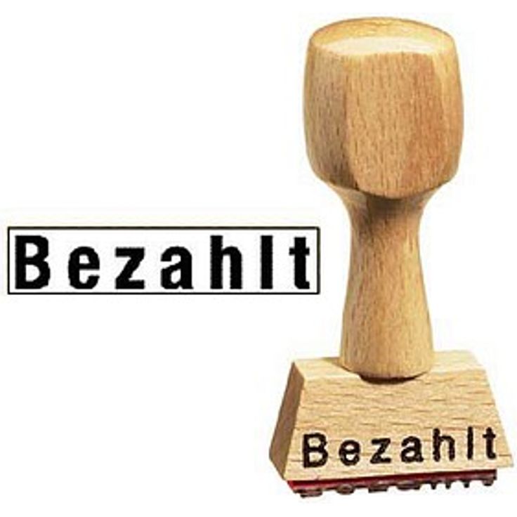 Neutral Textstempel "Bezahlt" ohne Logo, Holzgehäuse, Abdruckmaß 3,3 x 0,7 cm, Made in Germany