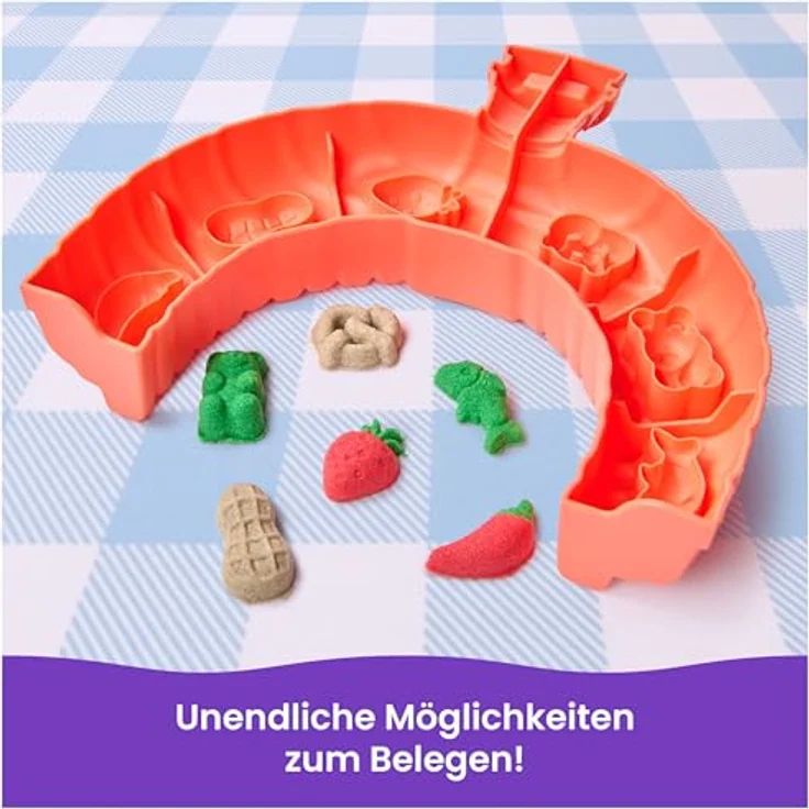 Spin Master Kinetic Sand Squish Pizza Set, Kreativset zur Förderung von Feinmotorik und Kreativität, inkl. Förmchen für individuelle Beläge – Bild 6