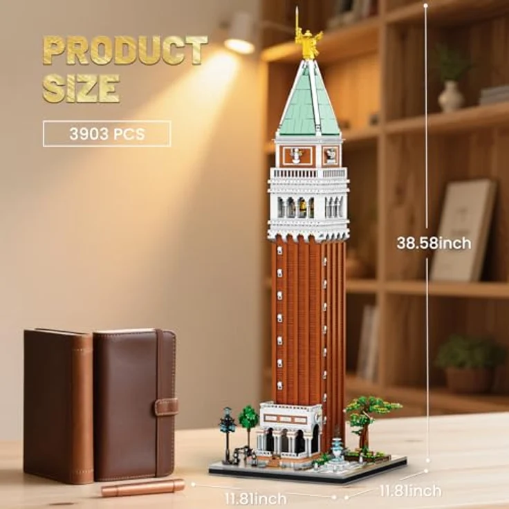 Reobrix YS-55013 Venedig Wahrzeichen Turm San Marco Campanile Modellset, 98 cm hoch, kreatives Klemmbausteinspielzeug für Erwachsene und Jugendliche ab 14 Jahren – Bild 5