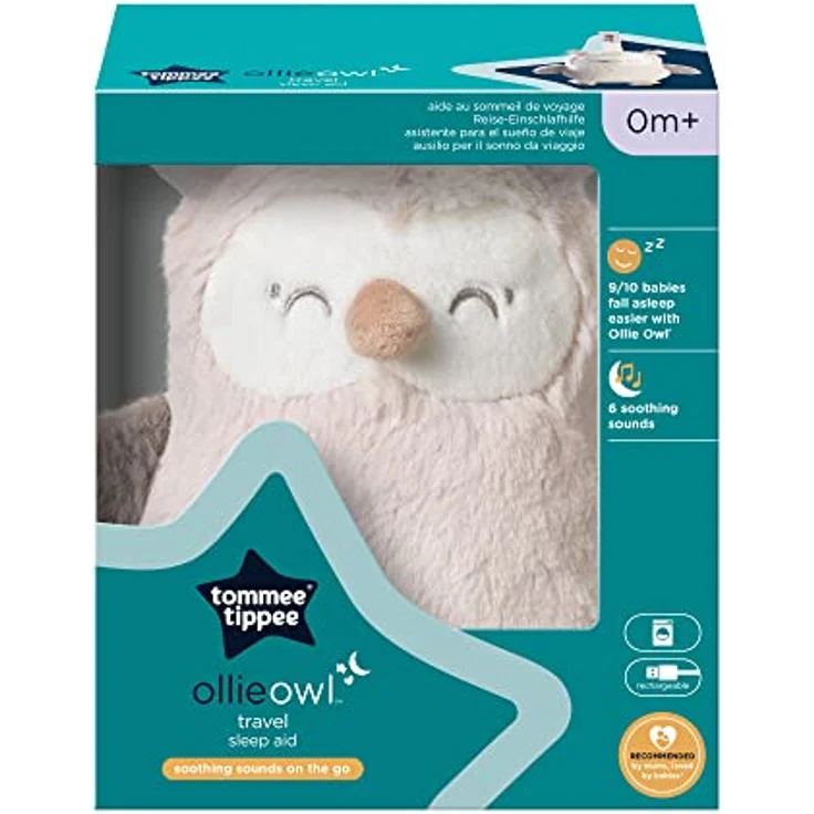 Tommee Tippee Mini-Einschlafhilfe Ollie die Eule, mit CrySensor, 6 beruhigenden Geräuschen, USB-Aufladbar und Waschmaschinenfest – Bild 2