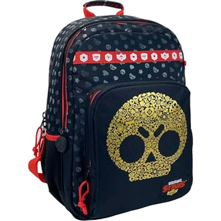Brawl Stars Schulrucksack, 43 × 35 cm mit 3 Fächern, seitlichen Netzflaschentaschen und gepolsterten Schultergurten – Bild 2