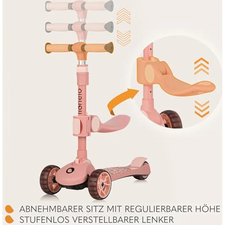 Lionelo Franky 2-in-1 Kinder-Balance-Roller, höhenverstellbar, LED-Räder, rutschfestes Trittbrett, Korb – Bild 3