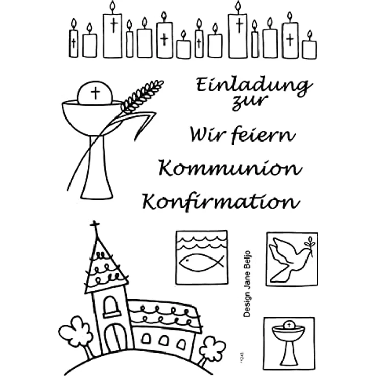 Clear Stempel-Set "Kommunion/Konfirmation", ca. 7,4x10,5cm – Bild 2