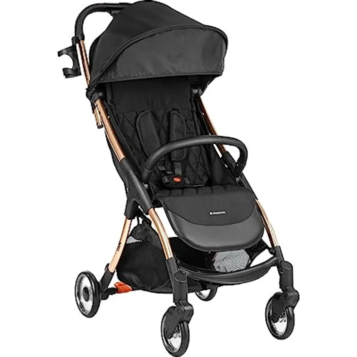 Kikkaboo Kinderwagen Buggy Cloe bis 22 kg Aluminiumrahmen faltbar Getränkehalter, Farben:schwarz gold – Bild 2