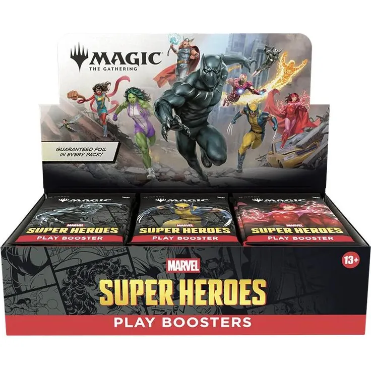 MAGIC Magic The Gathering Marvel Super Heroes Play Booster Display, 30 Booster mit Foil-Karten, Englisch