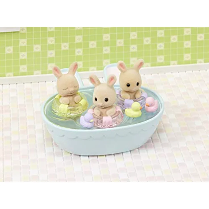 EPOCH Sylvanian Families 5707 Milchhasen Bade Spielset mit 3 Figuren, Badewanne und Spielzeug – Bild 6