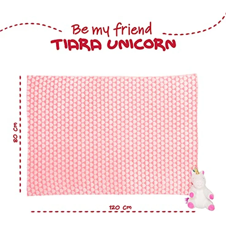 Perletti Tiara Einhorn, Plüschtier und Schmusedecke 22cm für Kinder, rosa – Bild 4