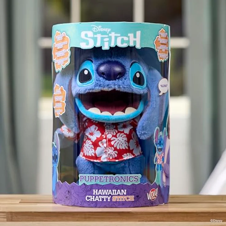Merkloos Disney Plüsch Hawaiian Chatty Stitch Deluxe, interaktives 32 cm Stofftier mit authentischen Phrasen und Geräuschen – Bild 9