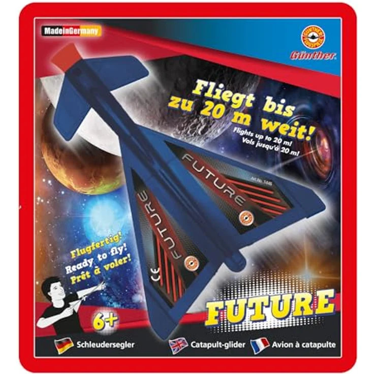 GÜNTHER FLUGSPIELE Schleudersegler Future, ca. 14 x 19 cm, Katapultstarter aus bruchfestem Kunststoff, für Kinder ab 6 Jahren, inkl. Schleuder – Bild 2