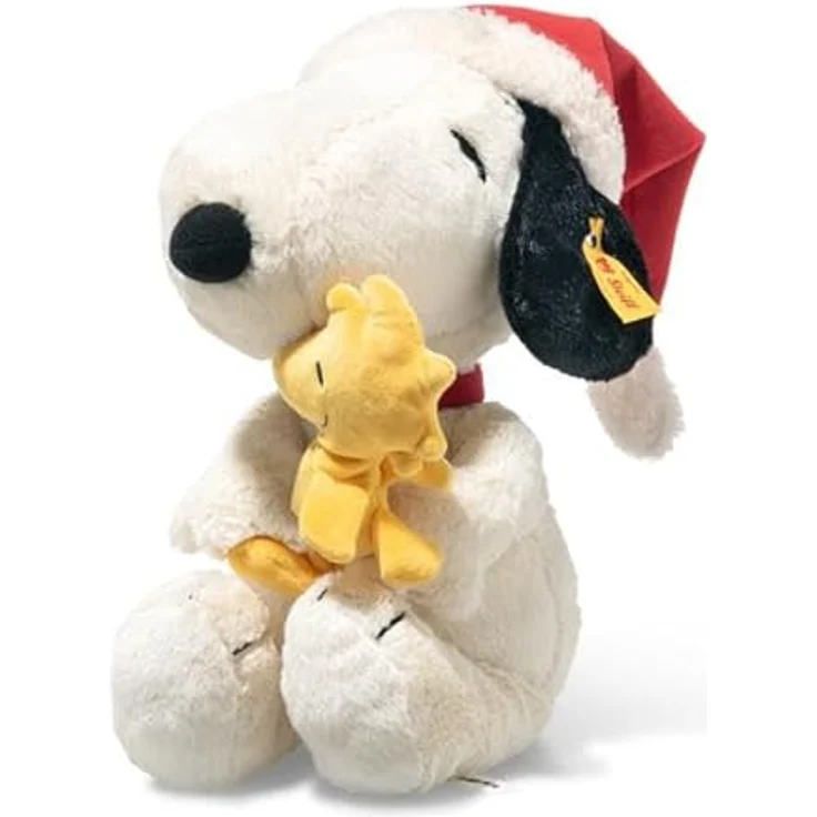 Steiff Snoopy mit Woodstock, limitierte Weihnachtsedition 2024/2025, 30 cm, rote Nikolausmütze, hochwertiger Plüsch, maschinenwaschbar – Bild 1