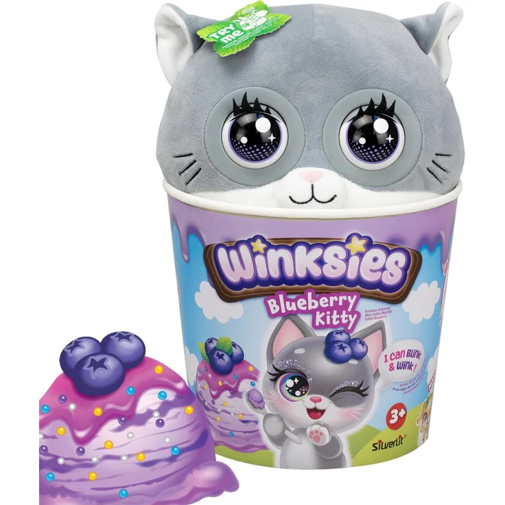 Silverlit Winksies Plüschkatze grau, interaktives Katzenspielzeug mit Soundeffekten